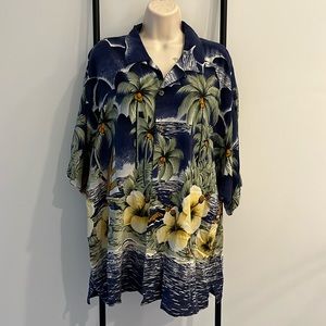 Vintage Tommy Bahama Silk Hawaiian Button Down Floral Beach Shirt Men Size XL